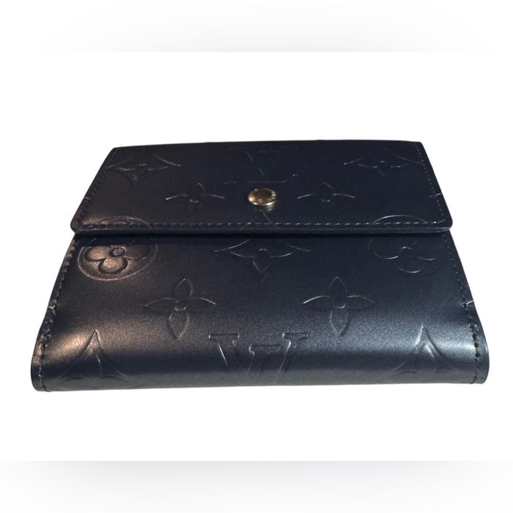 Auth Louis Vuitton Ltd Edition Navy Blue Matte Monogram Elise Compact Wallet Ex+ - Picture 6 of 14